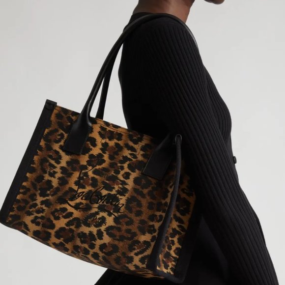New Christian Louboutin Small Nastroloubi Leopard Print Canvas Tote - Picture 2 of 8